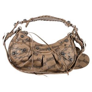 Balenciaga Monogram Le Cagole Mini Crossbody Bag in Beige Coated Canvas